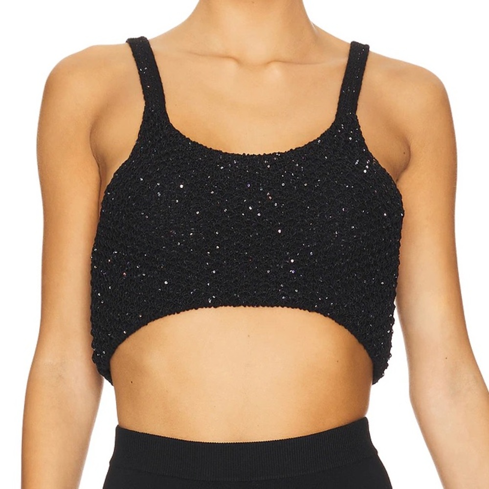 NWT ASTA RESORT Grace Sequined Crop in Black